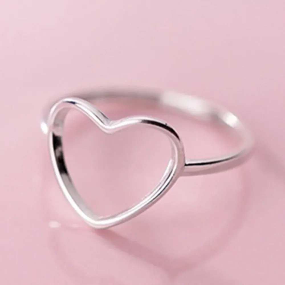 Hollow heart 100% genuine sterling silver 925 ring